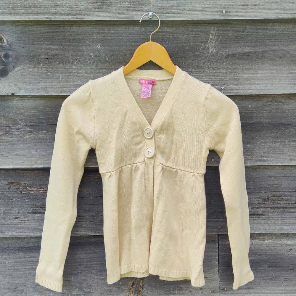 Vintage Y2K cream cardigan button front long sleeve knit empire waist - M 10/12